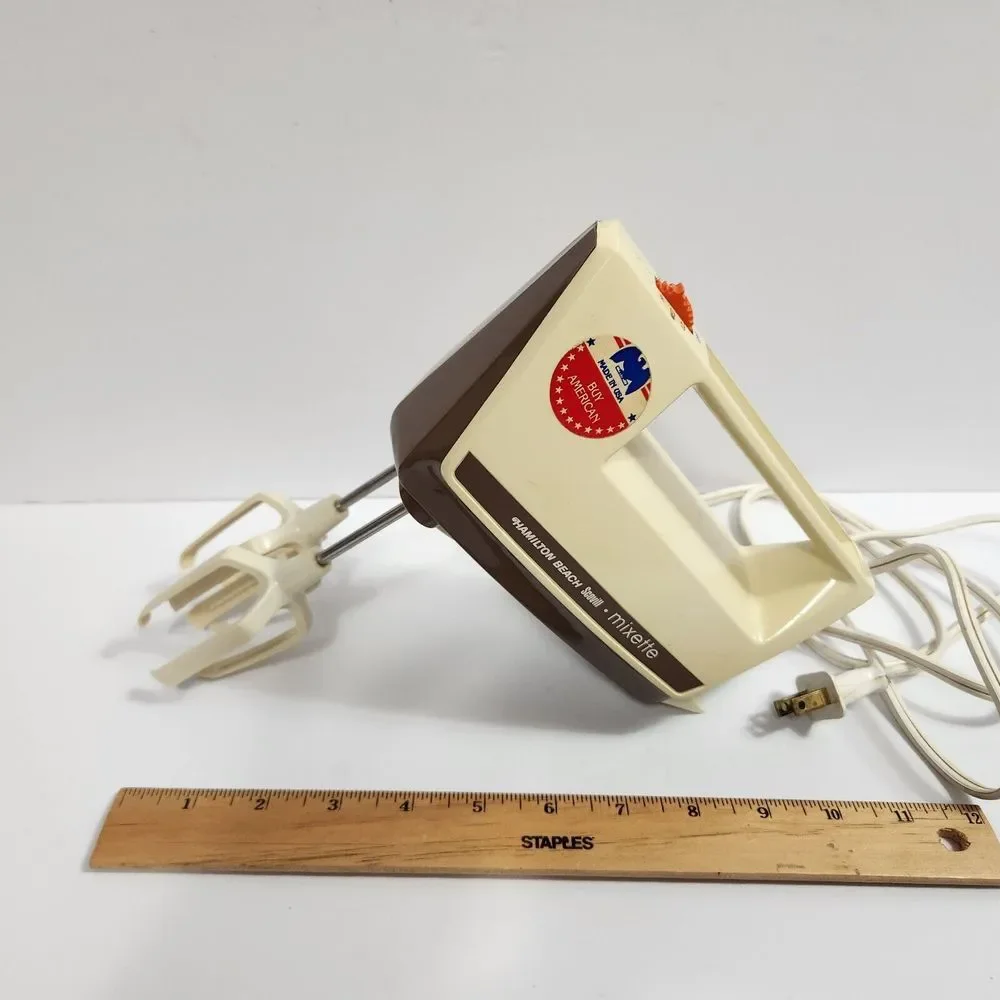 Vintage Scovill Hamilton Beach Mixette Hand Mixer Model 97 W Open Ended Beaters